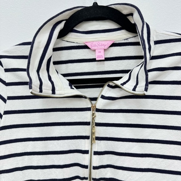 Lilly Pulitzer UPF 50+ Bennett Zip Up Jacket blue white stripe Sz XS - Picture 4 of 6